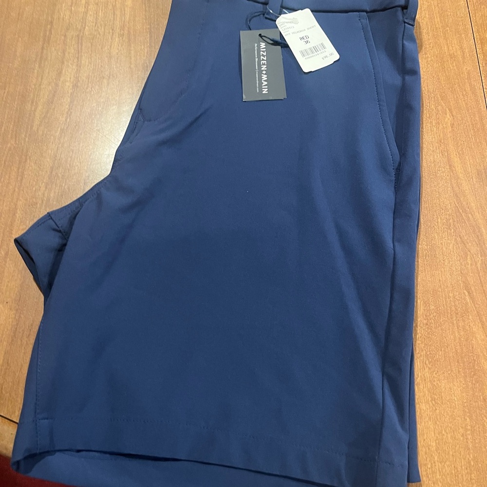 Mizzen+Main Navy Flat Front Shorts
